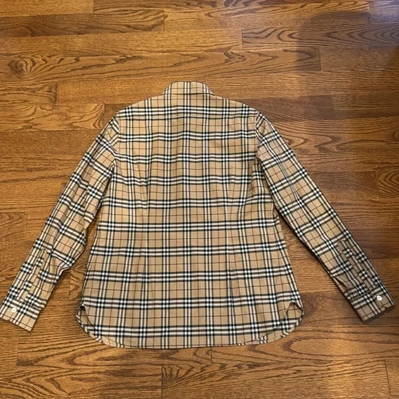Burberry Beige and Black Checkered Button-Down Shirt - Picture 3 of 14